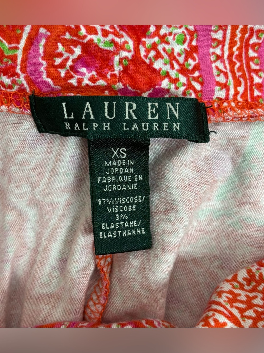 Lauren Ralph Lauren Pants XS Jersey Knit Palazzo Paisley Wide Leg Pull On - Picture 3 of 4